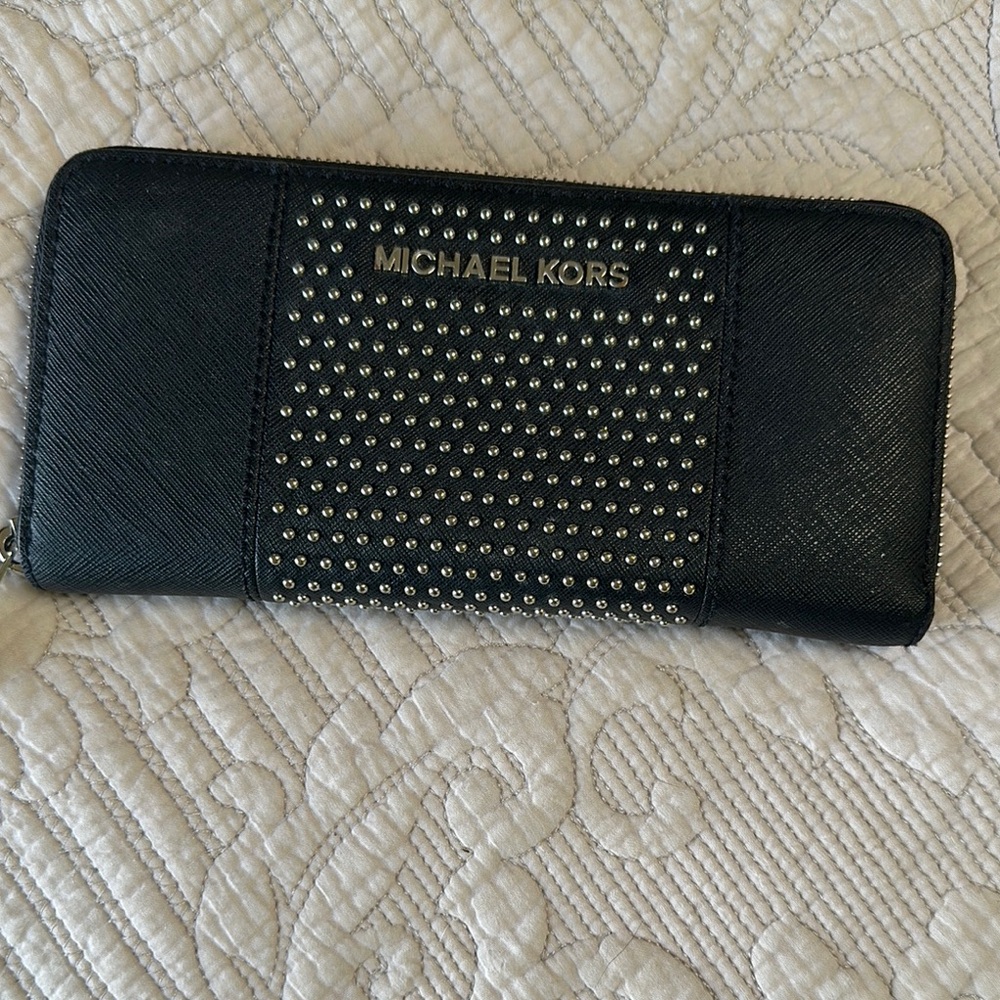 Michael Kors Black Wallet with Silver Accents